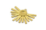 Pirinç Güneş Charm'ı, 1 Halkalı Ham Pirinç Güneş Charm Kolye Uçları, Küpeler - Ped Boyutu 8 mm (30x40 mm) N0741