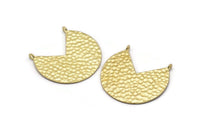 Brass Geometric Charm, Hammered Raw Brass Pizza Slice With 2 Loops, Pendants, Connectors (33x35x1mm) N0761