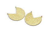 Brass Geometric Charm, Hammered Raw Brass Pizza Slice With 2 Loops, Pendants, Connectors (33x35x1mm) N0761