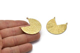 Brass Geometric Charm, Hammered Raw Brass Pizza Slice With 2 Loops, Pendants, Connectors (33x35x1mm) N0761