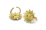 Brass Ring Settings, Raw Brass Adjustable Sunflower Rings - Pad Size 6mm N0739