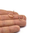 Rose Gold Hexagon Earring, 4 Rose Gold Plated Brass Hexagon Stud Earrings (12x1.2mm) D1649 A1411
