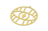 Brass Eye Charm, 6 Raw Brass Eye Charms With 1 Loop, Findings (45x0.30mm) D1668