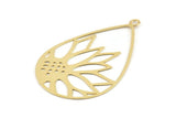Gold Drop Charm, 4 Gold Plated Brass Flower Charms With 1 Loop, Findings (47x30x0.30mm) D1675
