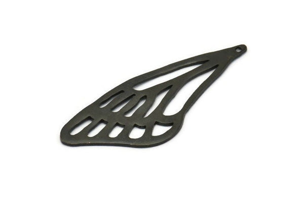 Siyah Kanat Tılsımı, 2 Döngülü 2 Oksitlenmiş Siyah Pirinç Kanat Tılsımı (52x22x1mm) V097