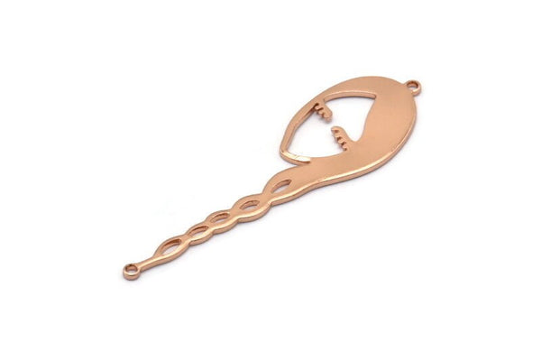 Gül Altın Charm, 2 Halkalı 2 Gül Altın Kaplama Pirinç Yüz Charm, Kolye Uçları, Küpeler, Bulgular (53x16x1mm) D0639 Q0738
