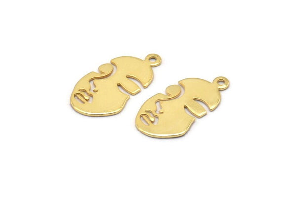 Altın Yüzlü Charm, 1 Halkalı 8 Altın Kaplama Pirinç Yüzlü Charm, Charmlar, Kolye Uçları (20x11x0,60 mm) D0608 Q0732