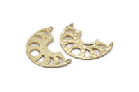 Moon Phases Pendant, 2 Gold Plated Brass Semi Circle Pendants With 2 Loops, Earring Findings (37x14x1mm) U144 Q0357