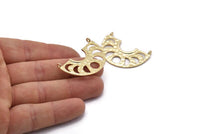 Moon Phases Pendant, 2 Gold Plated Brass Semi Circle Pendants With 2 Loops, Earring Findings (37x14x1mm) U144 Q0357