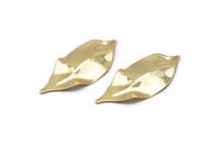Gold Leaf Charm, 4 Gold Plated Brass Leaf Charms With 1 Hole, Earrings (35x16x0.40mm) D0572