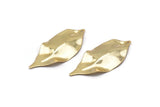 Gold Leaf Charm, 4 Gold Plated Brass Leaf Charms With 1 Hole, Earrings (35x16x0.40mm) D0572