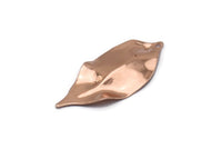 Rose Gold Leaf Charm, 4 Rose Gold Plated Brass Leaf Charms With 1 Hole, Earrings (35x16x0.40mm) D0572