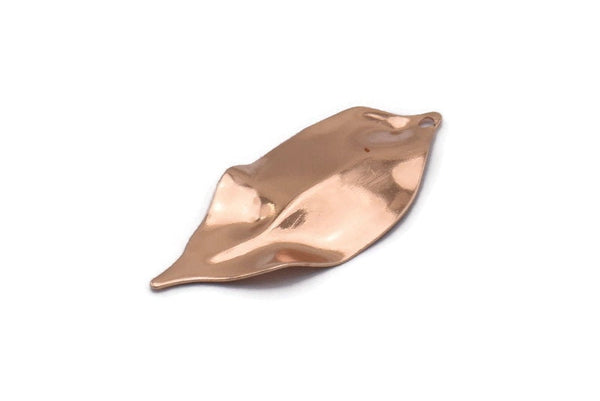 Rose Gold Leaf Charm, 4 Rose Gold Plated Brass Leaf Charms With 1 Hole, Earrings (35x16x0.40mm) D0572
