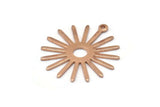 Rose Gold Sun Charm, 4 Rose Gold Plated Brass Sun Charms With 1 Loop (27x0.80mm) M01643