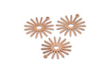 Rose Gold Sun Charm, 4 Rose Gold Plated Brass Sun Charms With 1 Loop (27x0.80mm) M01643