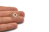 Rose Gold Sun Charm, 4 Rose Gold Plated Brass Sun Charms With 1 Loop (27x0.80mm) M01643