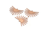 Rose Gold Sun Charm, 4 Textured Rose Gold Plated Brass Sun Charms With 2 Loops (22x30x0.80mm) M02275