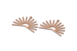 Rose Gold Sun Charm, 4 Rose Gold Plated Brass Sun Charms With 1 Loop (22x30x0.80mm) M02278