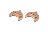 Rose Gold Moon Charm, 6 Textured Rose Gold Plated Brass Crescent Moon Phases Charms With 1 Loop (15x9x1mm) M01848