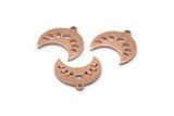 Rose Gold Moon Charm, 6 Textured Rose Gold Plated Brass Crescent Moon Phases Charms With 1 Loop (15x9x1mm) M01848