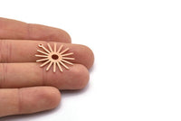 Rose Gold Sun Charm, 4 Textured Rose Gold Plated Brass Sun Charms With 1 Loop (27x0.80mm)  M01646 H0899