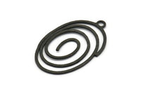 Siyah Oval Charm, 1 Halkalı 2 Çekiçlenmiş Oksitlenmiş Siyah Pirinç Oval Charm, Küpeler, Kolye Uçları (43x27x1,2 mm) V144