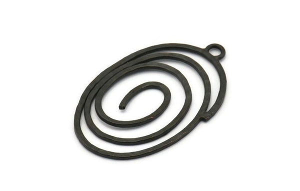 Siyah Oval Charm, 1 Halkalı 2 Çekiçlenmiş Oksitlenmiş Siyah Pirinç Oval Charm, Küpeler, Kolye Uçları (43x27x1,2 mm) V144