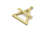 Brass Element Charm, 2 Textured Raw Brass Air Element Symbol Charms With 1 Loop (26x23mm) N1974