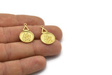Brass Element Charm, 4 Raw Brass Fire Element Symbol Charms With 1 Loop (24x15x1.8mm) N1977