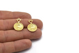Brass Element Charm, 4 Raw Brass Water Element Symbol Charms With 1 Loop (24x15x1.8mm) N1978