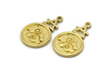 Brass Element Charm, 4 Raw Brass Air Element Symbol Charms With 1 Loop (24x15x1.8mm) N1980