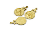 Brass Element Charm, 4 Raw Brass Air Element Symbol Charms With 1 Loop (24x15x1.8mm) N1980