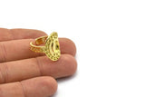 Brass Royal Ring, 2 Raw Brass Royal Rings With 1 Stone Settings - Pad Size 8x6mm N1992