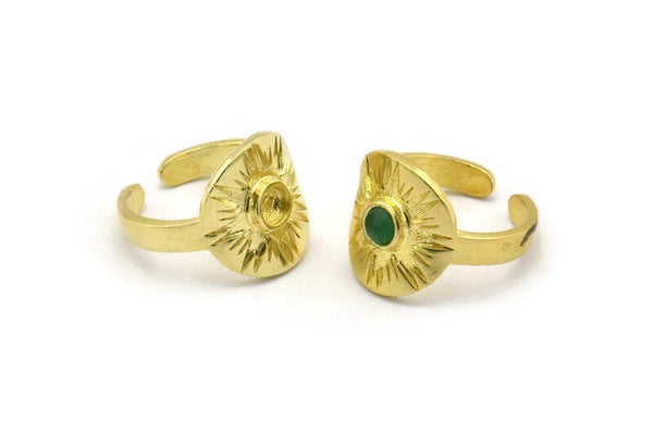 Brass Royal Ring, Raw Brass Royal Rings With 1 Stone Settings - Pad Size 4mm N1991