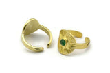 Brass Royal Ring, Raw Brass Royal Rings With 1 Stone Settings - Pad Size 4mm N1991