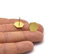 Brass Hexagon Earring, 8 Raw Brass Hexagon Stud Earrings (12.5x0.80mm) A0954 A1337