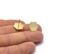 Gold Hexagon Earring, 4 Gold Plated Brass Hexagon Stud Earrings (12.5x0.80mm) A0954 A1337