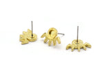 Brass Eye Earring, 6 Raw Brass Eye Stud Earrings - Stone Setting - Pad Size 4mm (16x11x1.5mm) N1302
