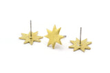 Brass Star Earring, 8 Raw Brass Star Stud Earrings (13x1.2mm) N1538