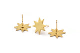 Gold Star Earring, 4 Gold Plated Brass Star Stud Earrings (13x1.2mm) N1538
