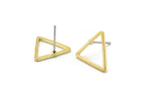 Brass Triangle Earring, 12 Raw Brass Triangle Stud Earrings (14x1mm) BS 1023 A2266