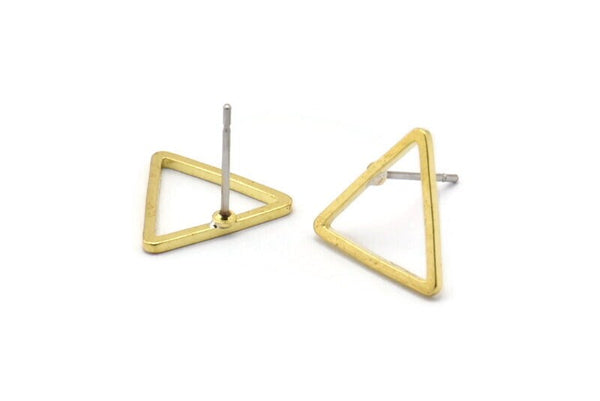 Brass Triangle Earring, 12 Raw Brass Triangle Stud Earrings (14x1mm) BS 1023 A2266