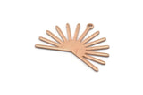 Rose Gold Sun Charm, 4 Textured Rose Gold Plated Brass Sun Charms With 1 Loop (22x30x0.80mm) M02269