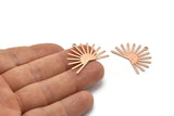 Rose Gold Sun Charm, 4 Textured Rose Gold Plated Brass Sun Charms With 1 Loop (22x30x0.80mm) M02269