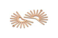 Rose Gold Sun Charm, 4 Textured Rose Gold Plated Brass Sun Charms With 1 Loop (22x30x0.80mm) M02279