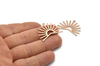 Rose Gold Sun Charm, 4 Textured Rose Gold Plated Brass Sun Charms With 1 Loop (22x30x0.80mm) M02279