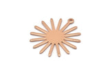 Rose Gold Sun Charm, 4 Rose Gold Plated Brass Sun Charms With 1 Loop (27x0.80mm) A1727 M01676