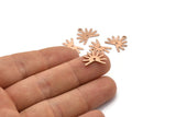 Rose Gold Sun Charm, 6 Textured Rose Gold Plated Brass Sun Charms With 1 Loop And 1 Hole (13x15x0.80mm) M02261 H0919