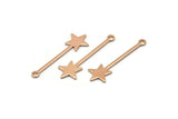 Rose Gold Star Charm, 12 Rose Gold Plated Brass Star Charms With 1 Loop (30x9x0.80mm) M02051 H0185