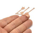 Rose Gold Star Charm, 12 Rose Gold Plated Brass Star Charms With 1 Loop (30x9x0.80mm) M02051 H0185